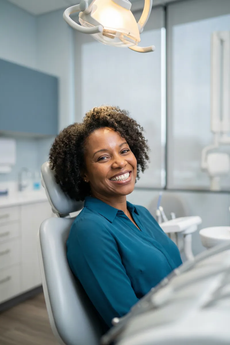 Confident patient smiling after dental implant treatment at myDental Round Rock