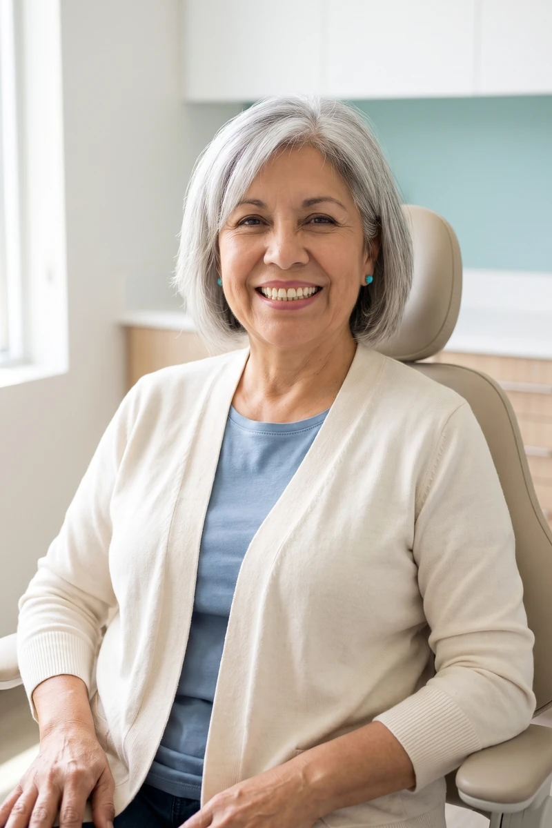 Smiling woman in a dental chair