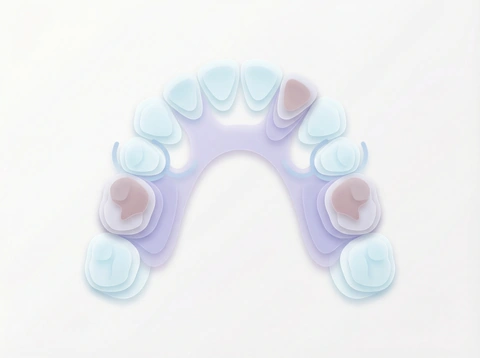 Partial dentures illustration showing replacement of several missing teeth
