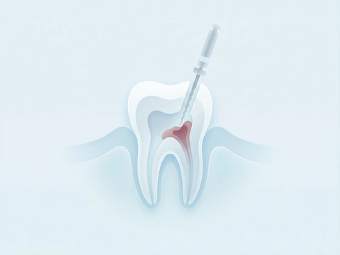 Illustration of root canal therapy showing infected pulp being removed from inside a tooth