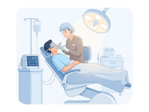 Dental team performing a lengthy procedure with the patient comfortably sedated